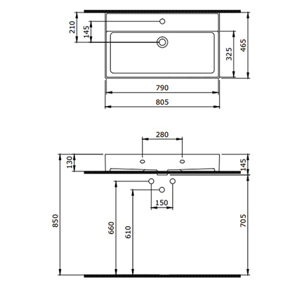 Bocchi Milano 80 cm Çanak Lavabo Mat Antrasit