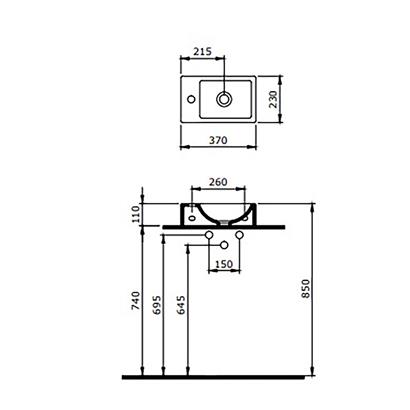 Bocchi Milano Dar Sağ Lavabo 37 cm Mat Siyah