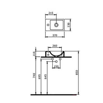 Bocchi Milano Dar Sağ Lavabo 37 cm Parlak Turuncu