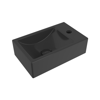 Bocchi Milano Dar Sağ Lavabo 37 cm Parlak Siyah