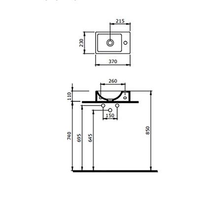 Bocchi Milano Dar Sol Lavabo 37 cm Mat Antrasit