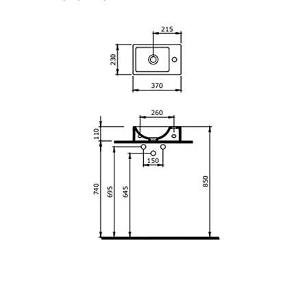 Bocchi Milano Dar Sol Lavabo 37 cm Mat Petrol Mavisi