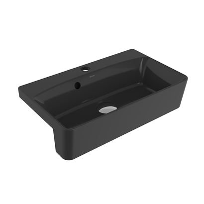 Bocchi Milano Dar Yarım Tezgah Lavabo 50x30 cm Parlak Siyah
