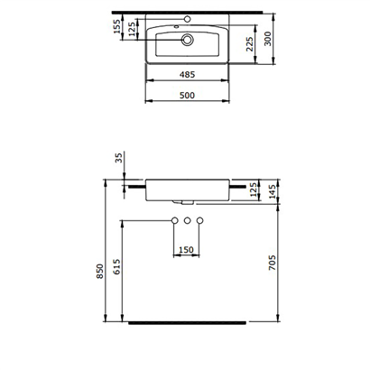 Bocchi Milano Dar Yarım Tezgah Lavabo 50x30 cm Mat Petrol Mavisi