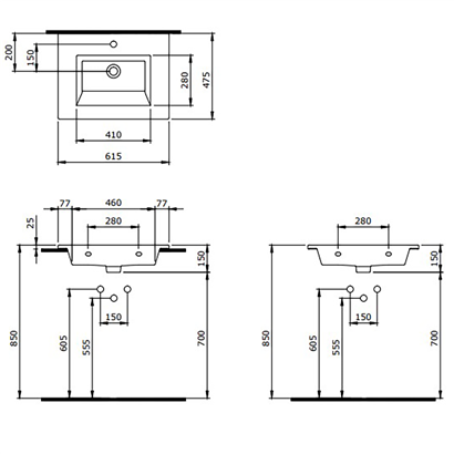 Bocchi Milano Etajerli Lavabo 60 cm Mat Kaşmir