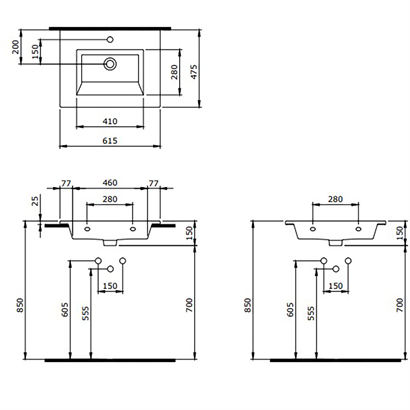 Bocchi Milano Etajerli Lavabo 60 cm Mat Beton