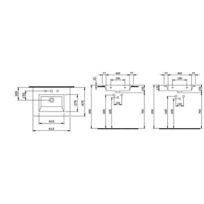 Bocchi Milano Etajerli Lavabo 60 cm Mat Antrasit