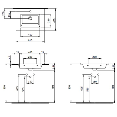 Bocchi Milano Etajerli Lavabo 60 cm Parlak Kırmızı