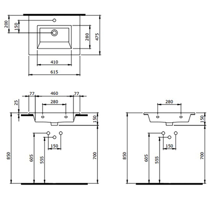 Bocchi Milano Etajerli Lavabo 60 cm Parlak Bisküvi