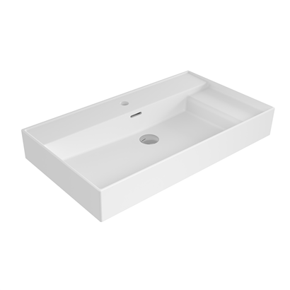 Bocchi Milano Sağdan Etajerli Lavabo 80 cm Mat Beyaz