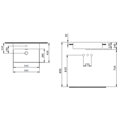 Bocchi Milano Yarım Tezgah Lavabo 56 cm