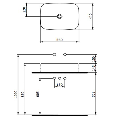 Bocchi New Age Tezgah Üstü Lavabo 55 cm Mat Kaşmir