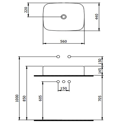 Bocchi New Age Tezgah Üstü Lavabo 55 cm Mat Beyaz
