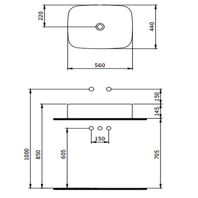 Bocchi New Age Tezgah Üstü Lavabo 55 cm Mat Antrasit