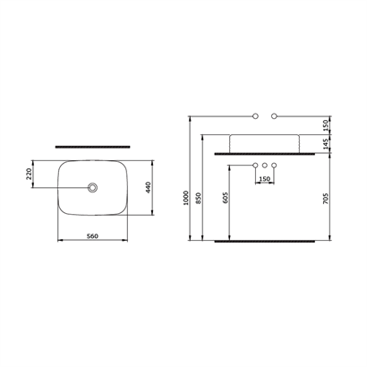 Bocchi New Age Tezgah Üstü Lavabo 55 cm Mat Petrol Mavisi