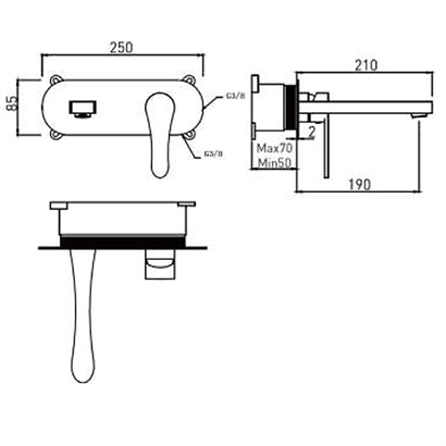 Bocchi Pera Ankastre Lavabo Bataryası Krom