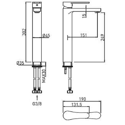 Bocchi Pera Krom Çanak Lavabo Bataryası