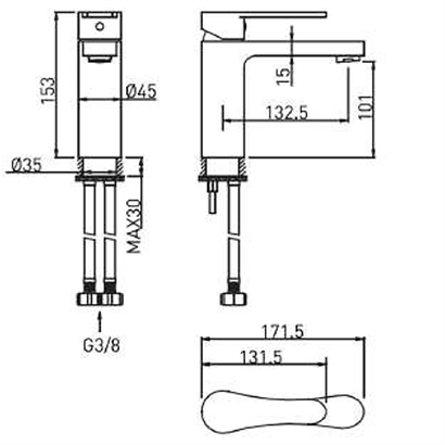 Bocchi Pera Krom Lavabo Bataryası