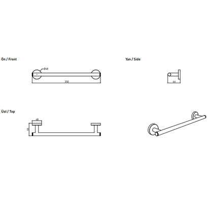 Bocchi Pıave Havluluk Uzun 350 Mm Mat Siyah