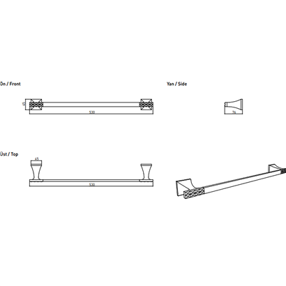 Bocchi Roma Havluluk Uzun 530 Mm Krom