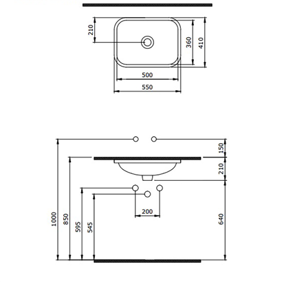 Bocchi Scala 55 cm Tezgahaltı Lavabo Parlak Siyah