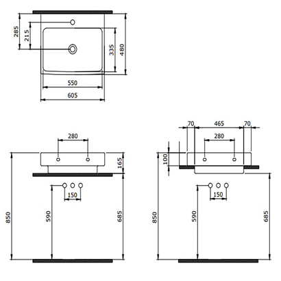 Bocchi Scala 60 cm Tezgah Üstü Lavabo Parlak Beyaz