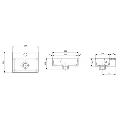 Bocchi Slim Line Dikdörtgen Lavabo 30x24 cm Parlak Beyaz