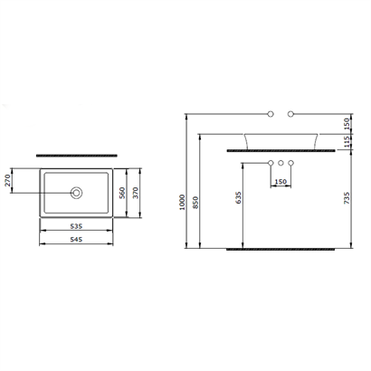 Bocchi Slim Line Dikdörtgen Lavabo 55x38 cm Parlak Bisküvi