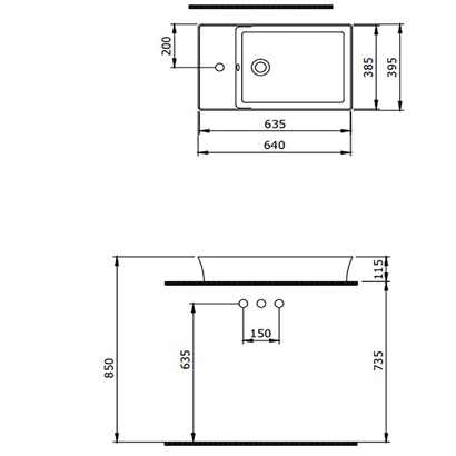 Bocchi Slim Line Dikdörtgen Lavabo 60x38 cm Mat Antrasit