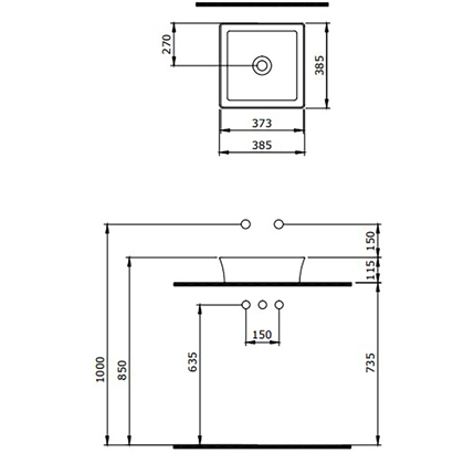 Bocchi Slim Line Kare Lavabo 38x38 cm Mat Mint Yeşil