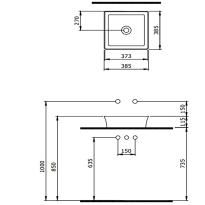 Bocchi Slim Line Kare Lavabo 38x38 cm Mat Petrol Mavisi