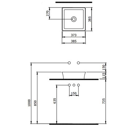 Bocchi Slim Line Kare Lavabo 38x38 cm Mat Bronz