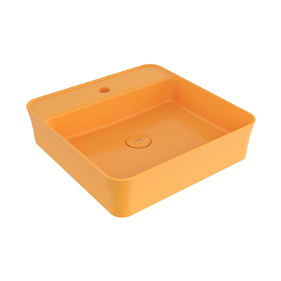 Bocchi Slim Line Kare Lavabo 45x45 cm Parlak Mandalina Sarısı