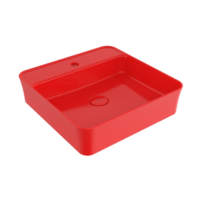 Bocchi Slim Line Kare Lavabo 45x45 cm Parlak Kırmızı