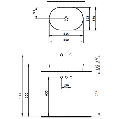 Bocchi Slim Line Oval Lavabo 55x38 cm Mat Buz Mavisi