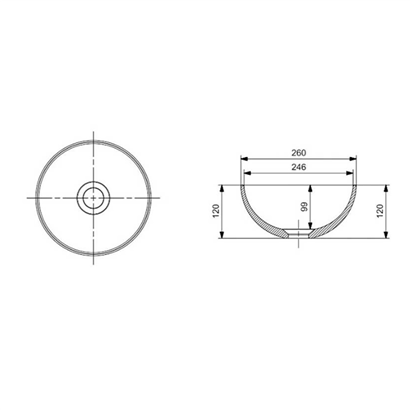 Bocchi Slim Lİne Vessel Yuvarlak Mini Lavabo 26 cm Parlak Beyaz