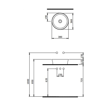 Bocchi Slim Line Yuvarlak lavabo 38 cm Mat Petrol Mavisi