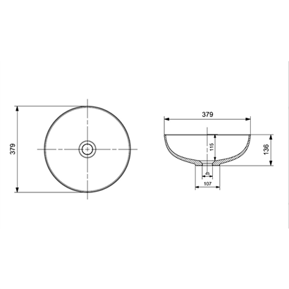 Bocchi Slim Line Yuvarlak Lavabo 38 cm Parlak Beyaz