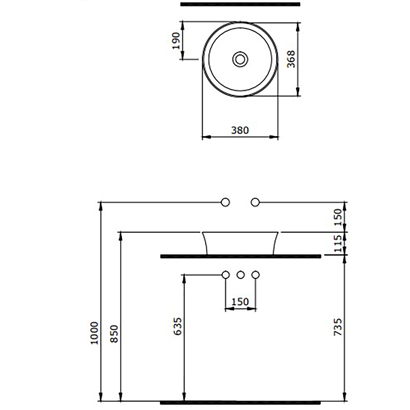 Bocchi Slim Line Yuvarlak lavabo 38 cm Mat Kaşmir