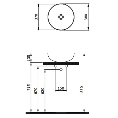 Bocchi Slim Line Yuvarlak Lavabo 38 cm Mat Yasemin