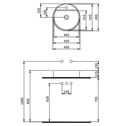 Bocchi Slim Line Yuvarlak Lavabo Mat Buz Mavisi