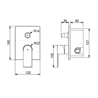 Bocchi Smart Ankastre Banyo Bataryası Krom