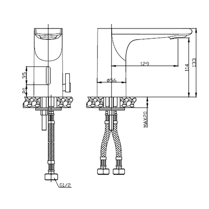 Bocchi Smart Fotoselli Çift Su Girişli Lavabo Bataryası