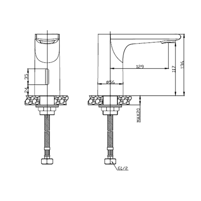 Bocchi Smart Fotoselli Tek Su Girişli Lavabo Bataryası