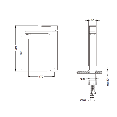Bocchi Smart Siyah Çanak Lavabo Bataryası