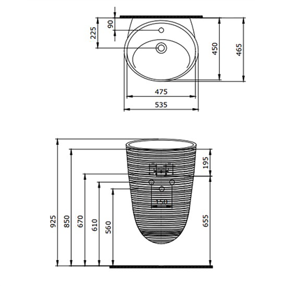 Bocchi Strata Monoblok Lavabo Mat Siyah