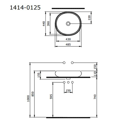Bocchi Strata Tezgah Üstü Lavabo 49 cm Mat Beyaz