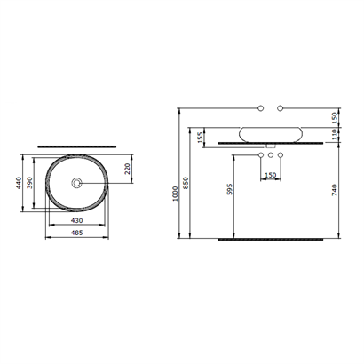Bocchi Strata Tezgah Üstü Lavabo 49 cm Mat Petrol Mavisi