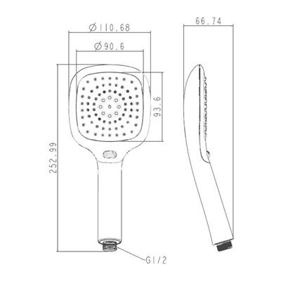 Bocchi SWITCH 110S El Duşu, 3F, 90x93 mm