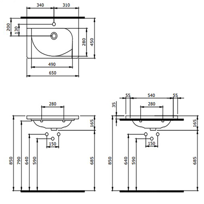 Bocchi Taormina Arch 65 cm Lavabo Parlak Beyaz